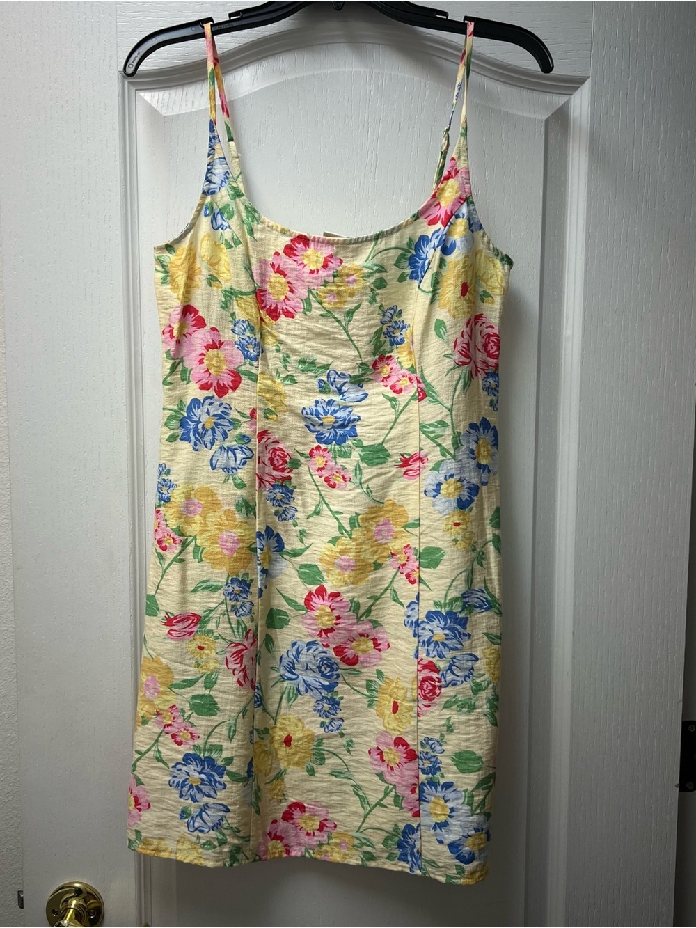 A New Day Yellow Floral Print Spaghetti Strap Mini Sun Dress Sz 6